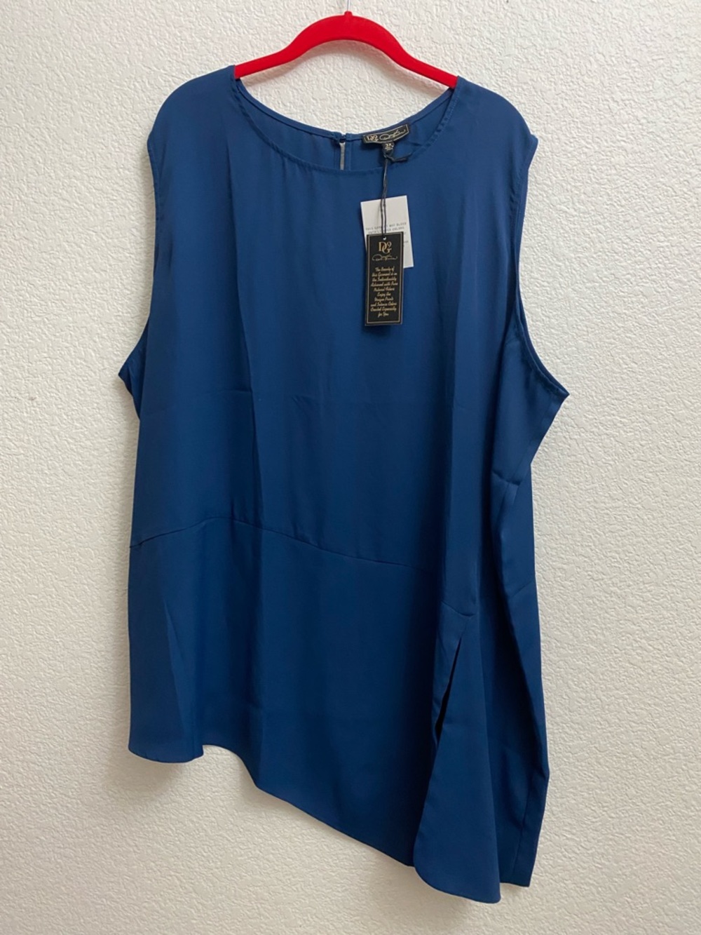 DG2 Diane Gilman 3X Royal Blue Asymmetrical Tunic Top NWT Plus Size